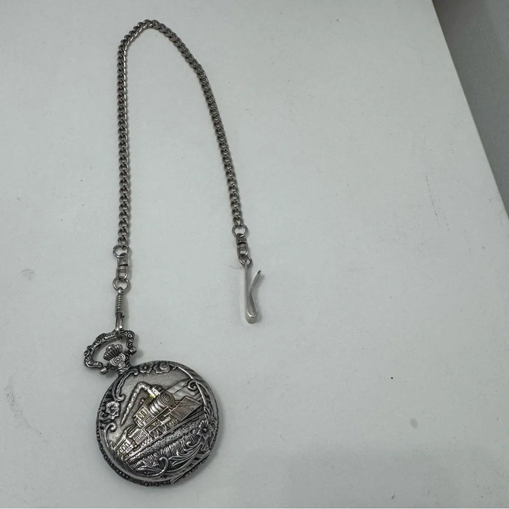 Vintage Train Pocket Watch Pendant